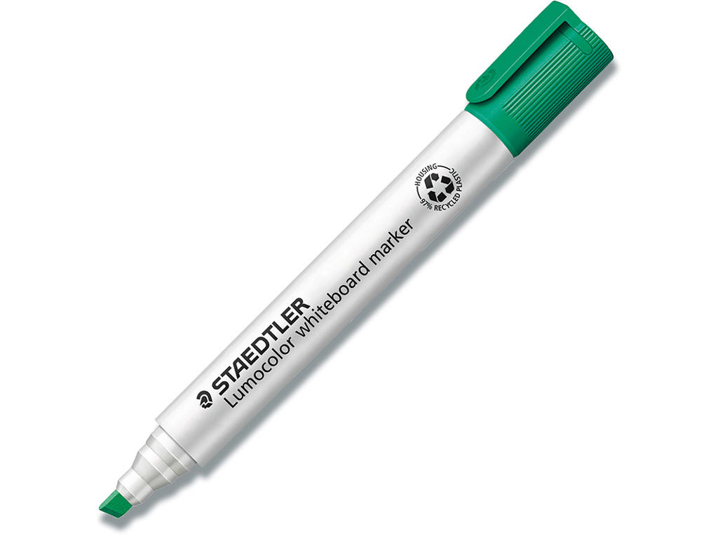 Whiteboard marker, Skrå spids, Grøn, 2-5 mm, Staedtler Lumocolor 351