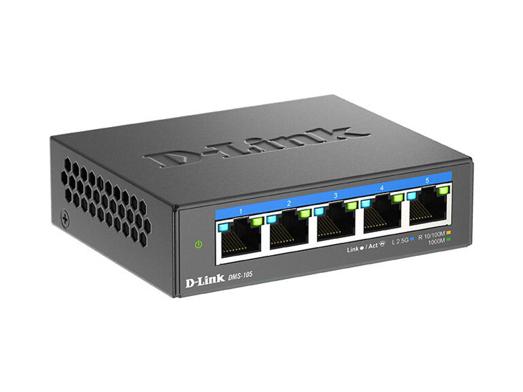 D-Link DMS-105 Ikke administreret L2 2.5G Ethernet (100/1000/2500) Sort