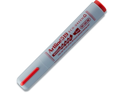 Whiteboard marker, Kantet spids, Rød, 2-5 mm, Artline ECO-GREEN 519