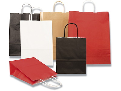 Bærepose - papir, 22x10x33cm, Ribbet brun, 200 stk, Bong Medium