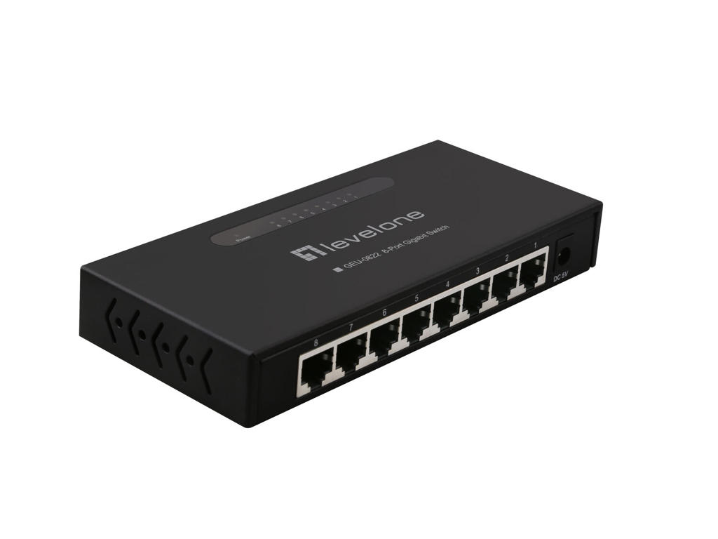 LevelOne GEU-0822 netværksswitch Ikke administreret Gigabit Ethernet (10/100/1000) Sort