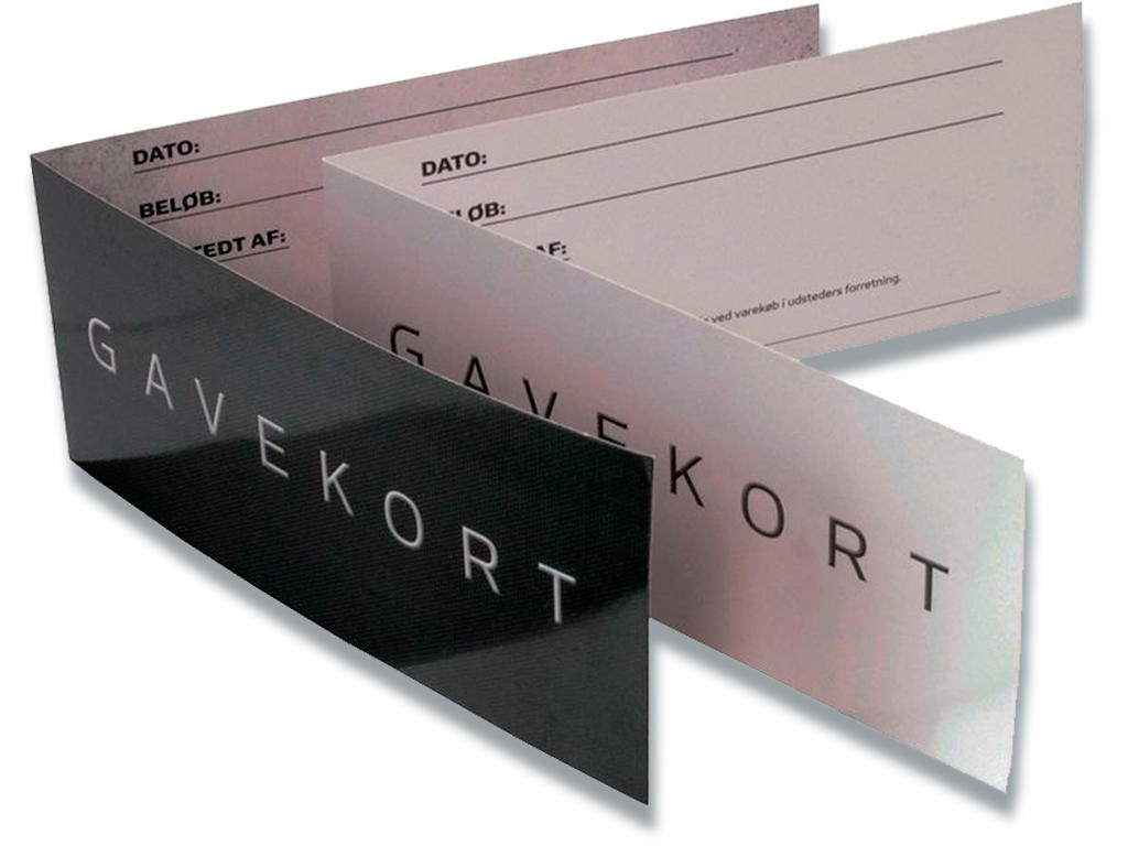 Gavekort, Uden kuvert, Med fortrykte skrivefelter, Sort