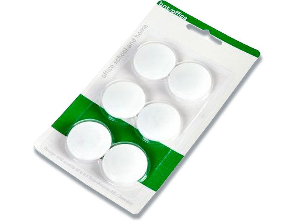 Magneter, Hvid, Ø3 cm, 6 stk, BNT Office 