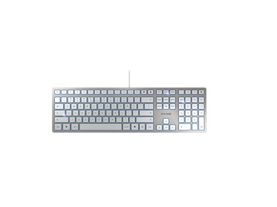 CHERRY KC 6000 Slim tastatur Universel USB US engelsk Sølv, Hvid