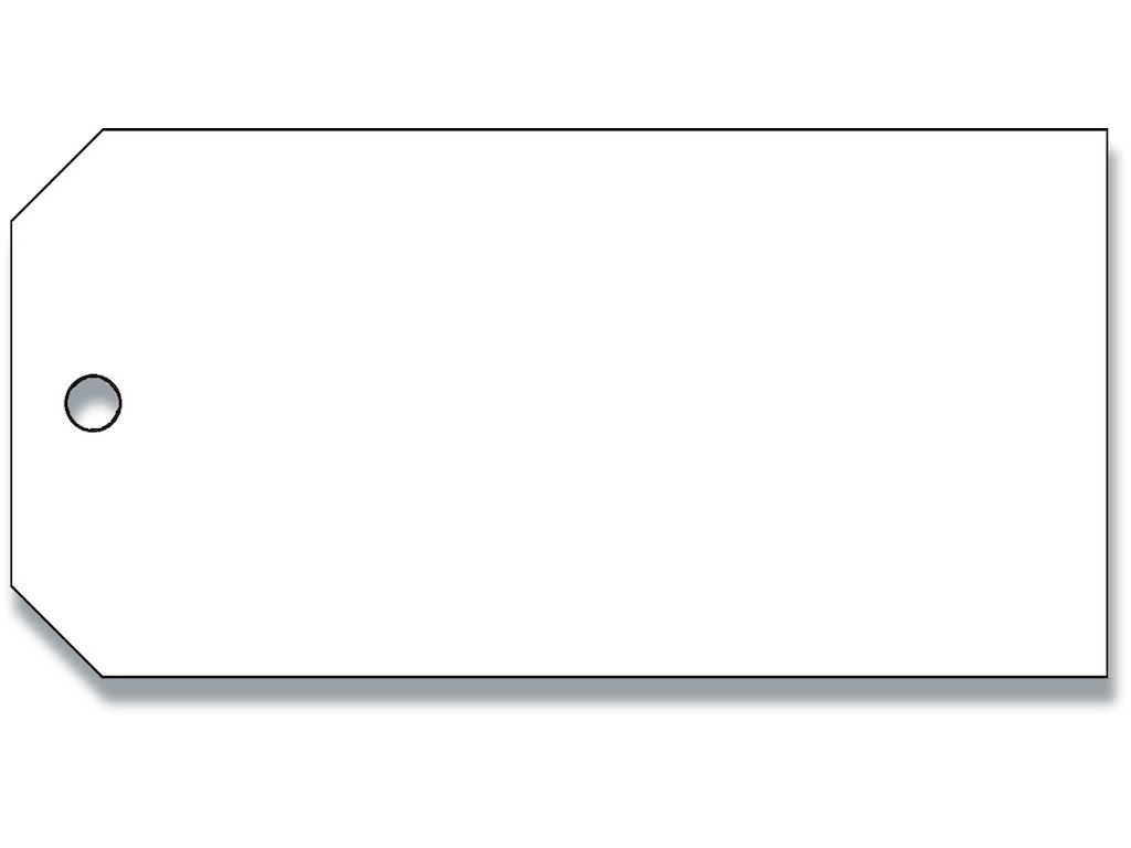 Manillamærker, Med hul, 6x12 cm, Hvid, 1000 stk