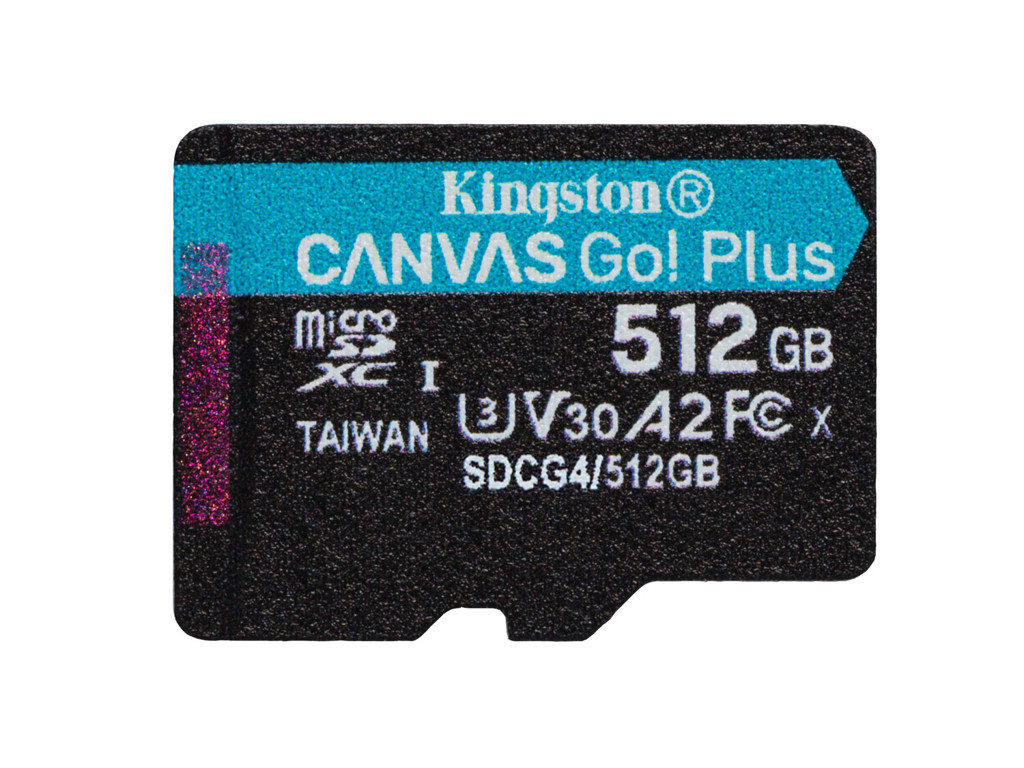 Kingston Technology 512 GB microSDXC Canvas Go! Plus Gen4 200R A2 U3, enkelt pakke uden ADP