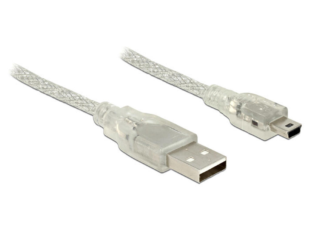 DeLOCK 5m, USB2.0-A/USB2.0 Mini-B USB-kabel USB A Mini-USB B Transparent