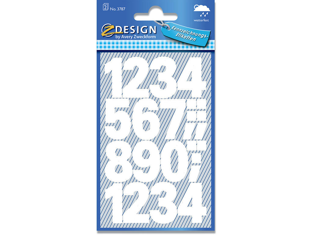 Tal, 0-9, 25 mm, 48 mærker i alt, Avery Design 