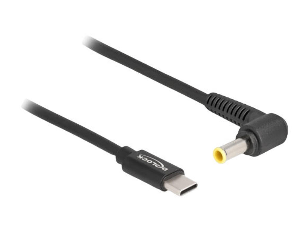 DeLOCK 87980 el-ledning Sort 1,5 m USB C 5.5 x 3.0 mm