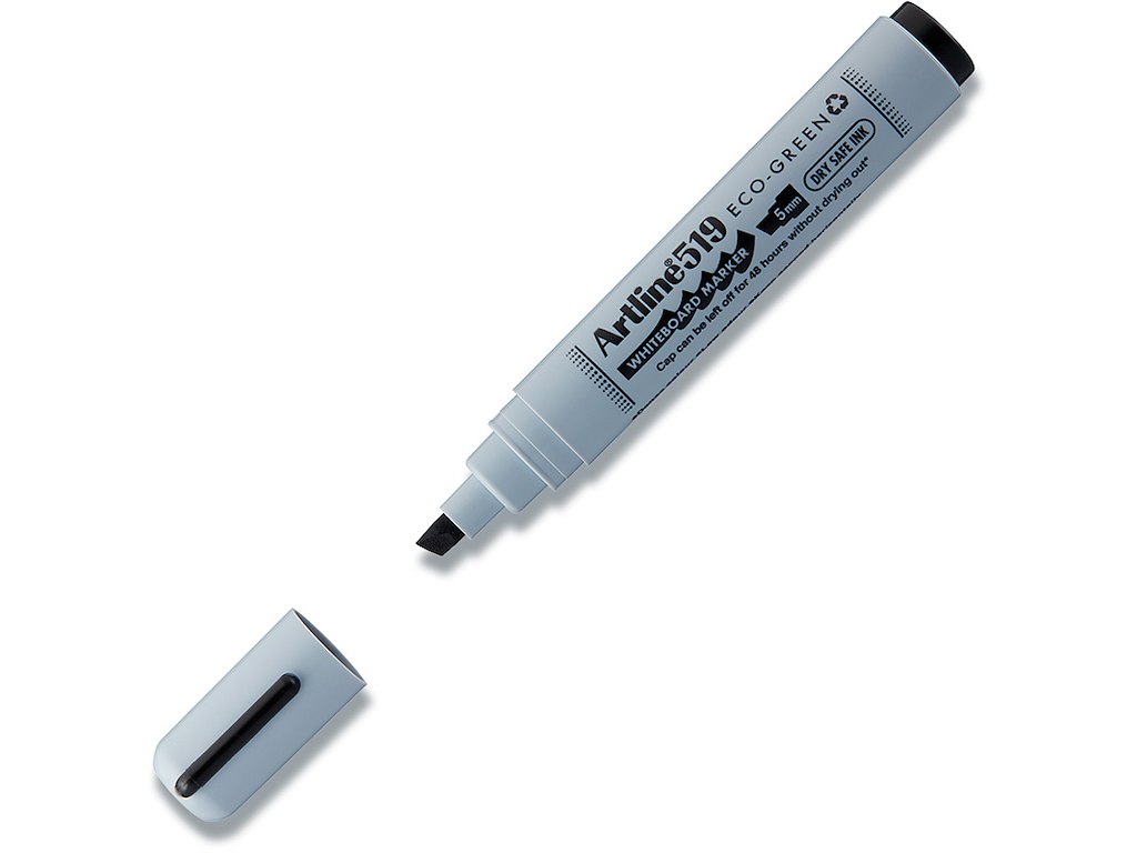 Whiteboard marker, Kantet spids, Sort, 2-5 mm, Artline ECO-GREEN 519