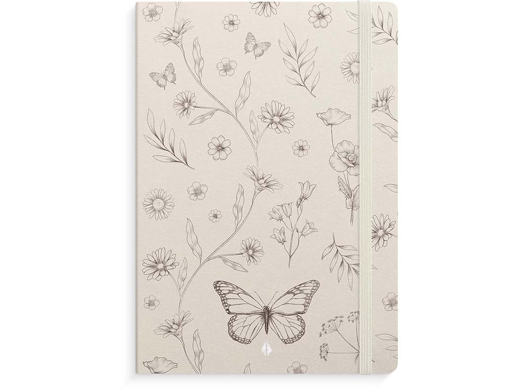 Notesbog, A5, Linjeret, Butterfly , Mayland Deluxe
