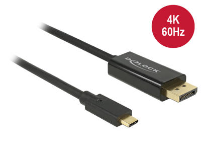 DeLOCK 85257 videokabel adapter 3 m USB Type-C DisplayPort Sort