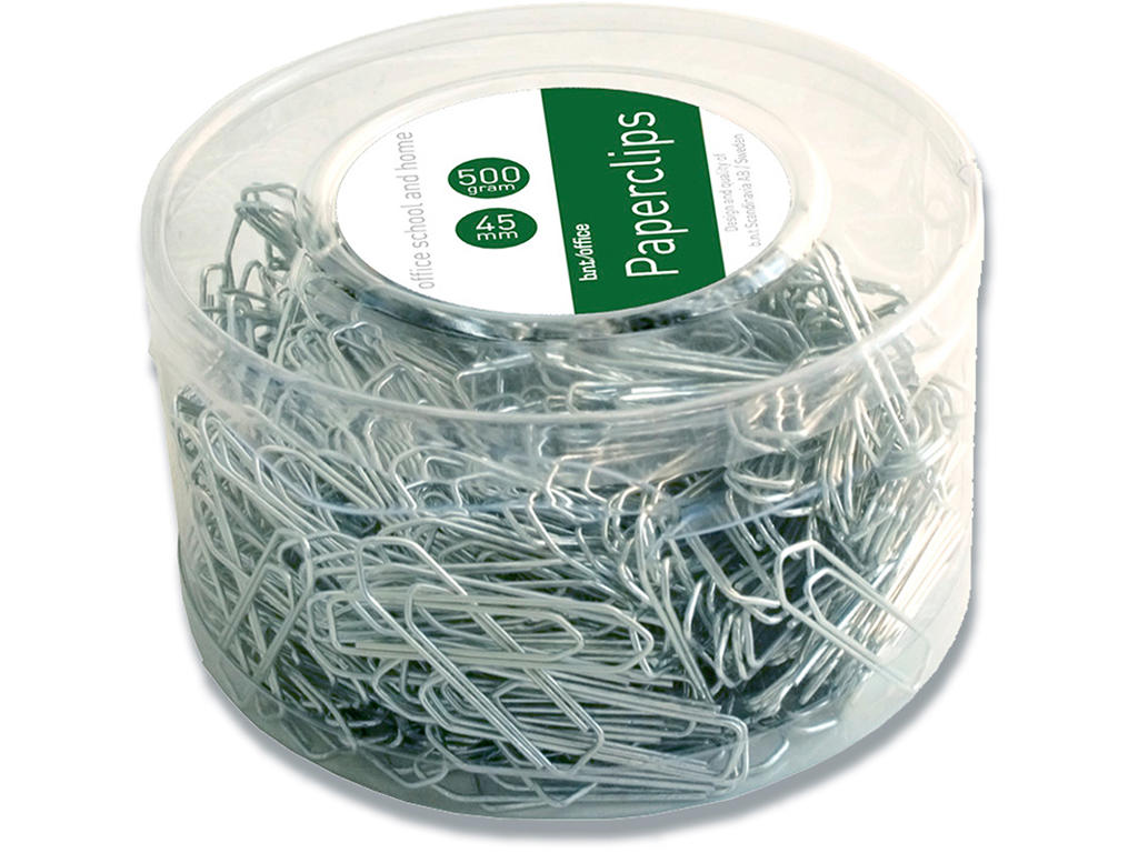 Papirclips, 45 mm, Krom, 500 g, BNT Office 