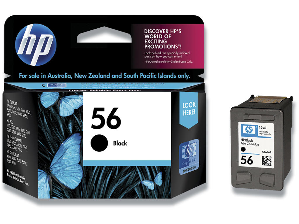 Blækpatron, 1 stk, 520 sider, Black-sort, HP 56