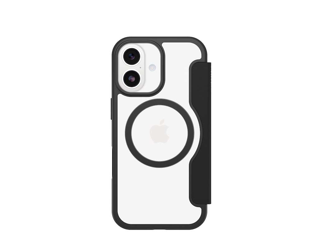 OtterBox React Folio MagSafe mobiltelefon etui 16 cm (6.3") Folie Sort, Transparent