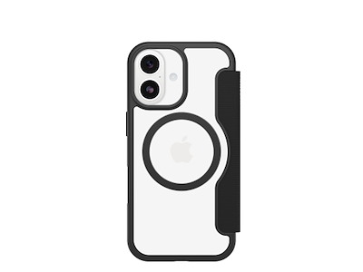 OtterBox React Folio MagSafe mobiltelefon etui 16 cm (6.3") Folie Sort, Transparent