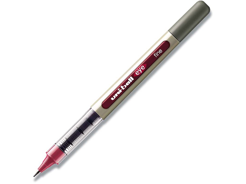 Rollerball pen, 0.7 mm, 0.3 mm, Mørkerød, uni-ball Eye Fine UB-157E-50