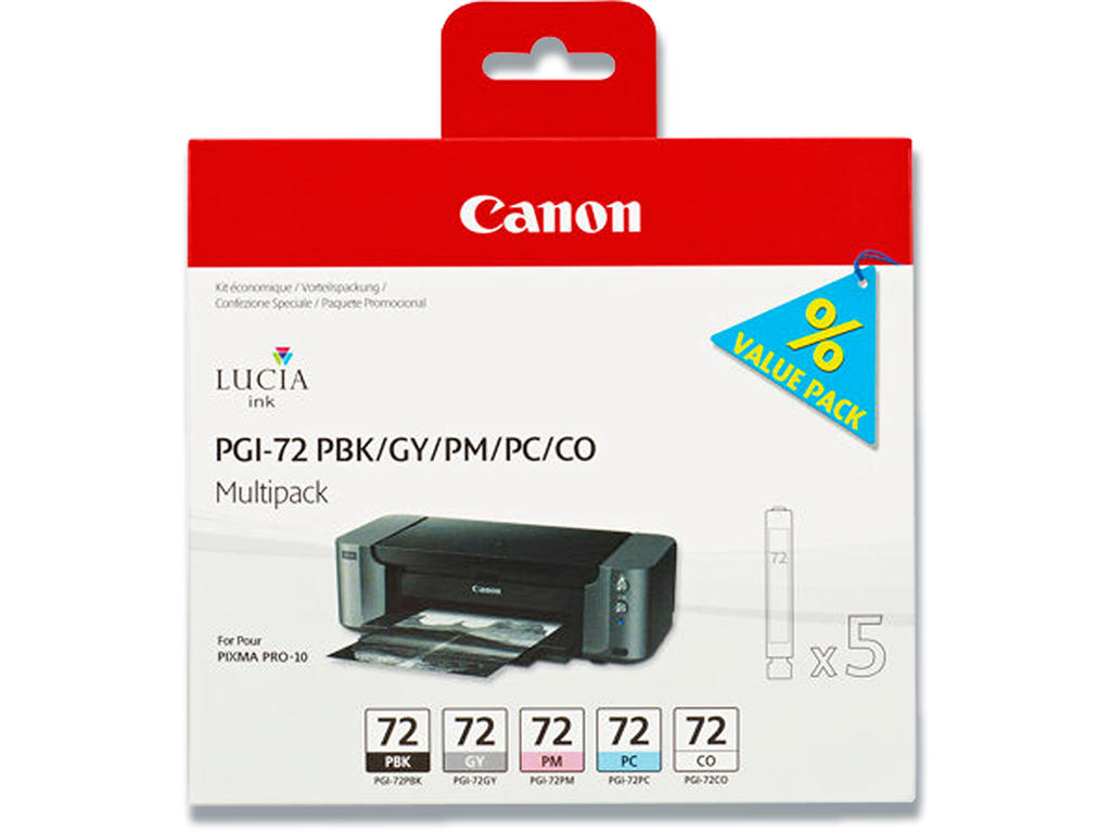 Blækpatroner, 5 stk, 5 farver, Canon PGI-72