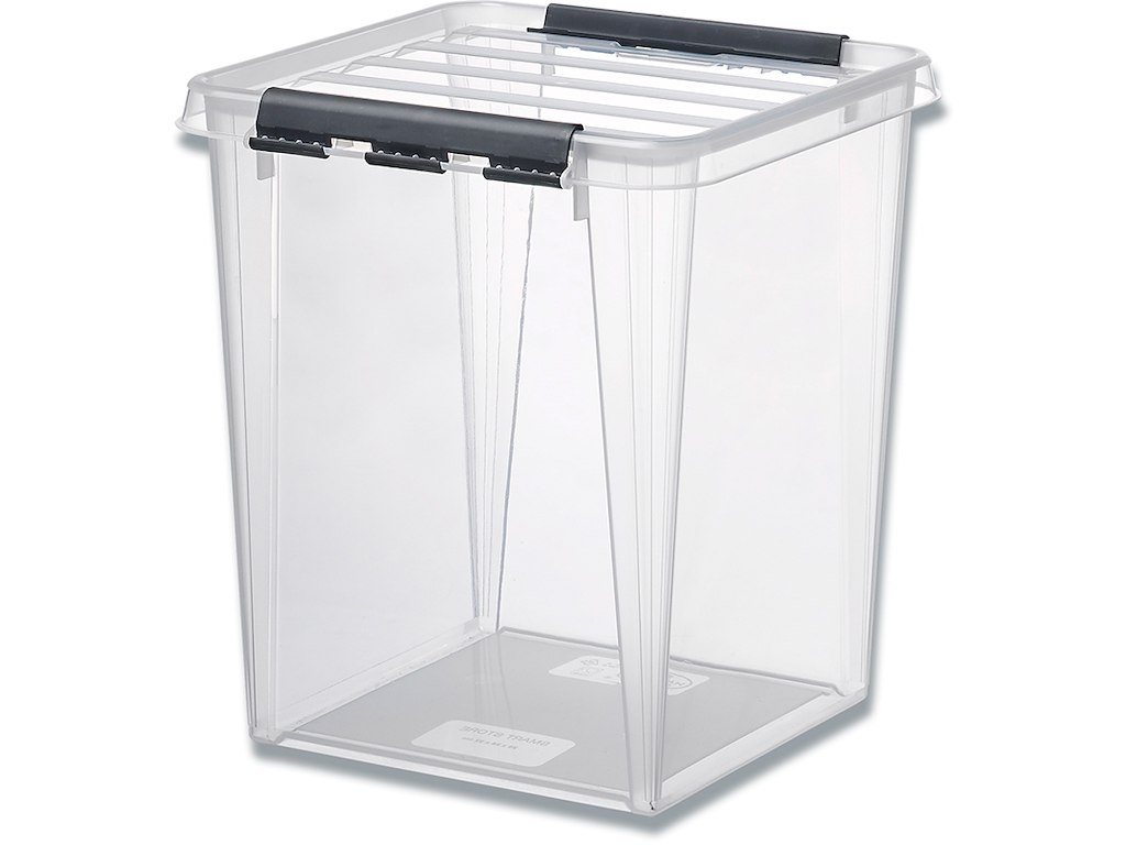 Plastkasse, Transparent, 70 liter, Med låg, 72x40x39cm, Smart Store