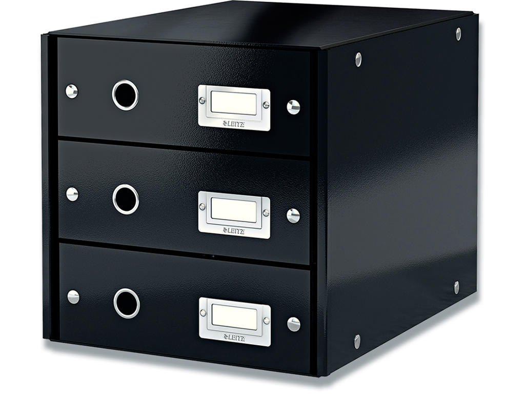 Skuffekabinet, 3 skuffer, Metallic sort, A4, Leitz Click & Store WOW 