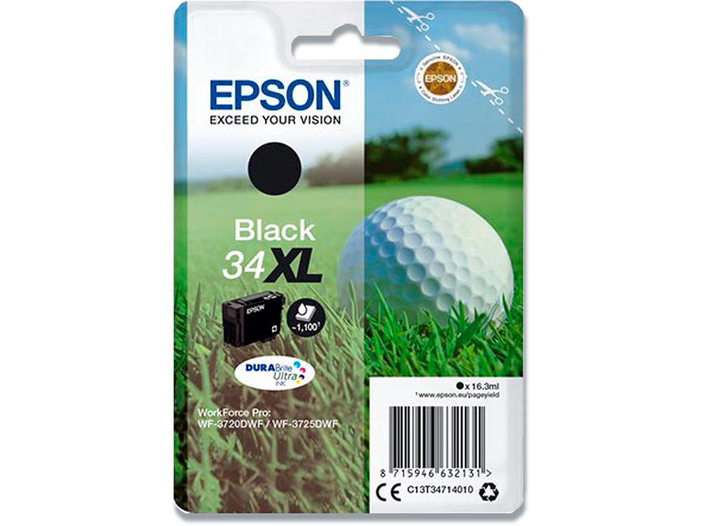 Blækpatron, 1 stk, 1100 sider, Black-sort, Epson T3474XL