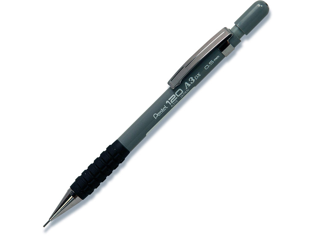 Stiftblyant, 0.5 mm, Pen: Grå-Sort, Plast, Pentel A315 120A3dx