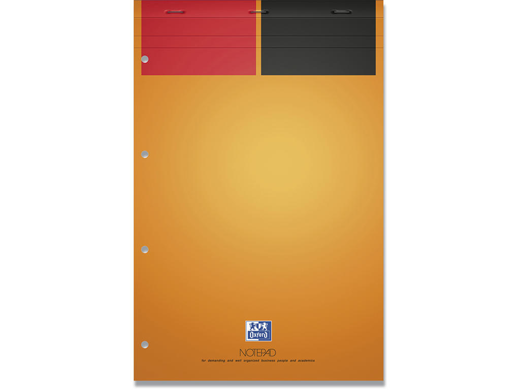 Notesblok, A4+, Linjeret, Sort-rød-orange, Oxford International NotePad Scribzee