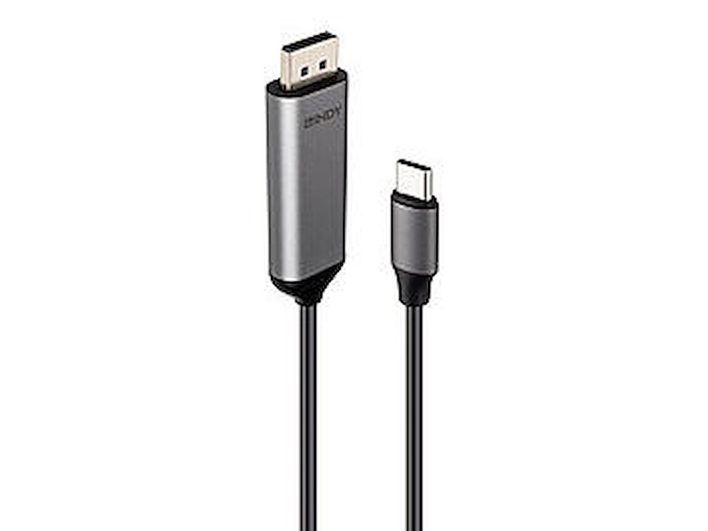 Lindy 43504 videokabel adapter 2 m USB Type-C DisplayPort Grå