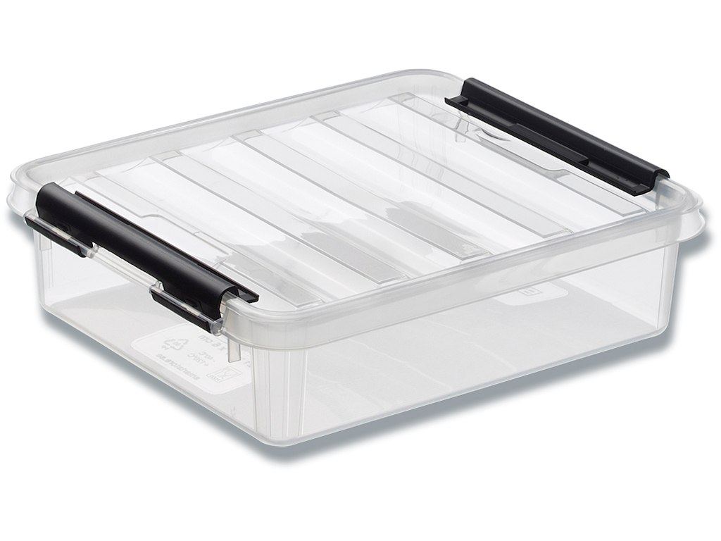 Plastkasse, Transparent, 1 liter, Med låg, 21x17x6cm, Smart Store