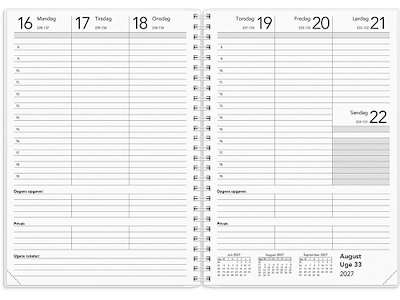 Kalender, 2027, Basic Uge, 1 uge pr. opslag, Mørkegrøn, Mayland