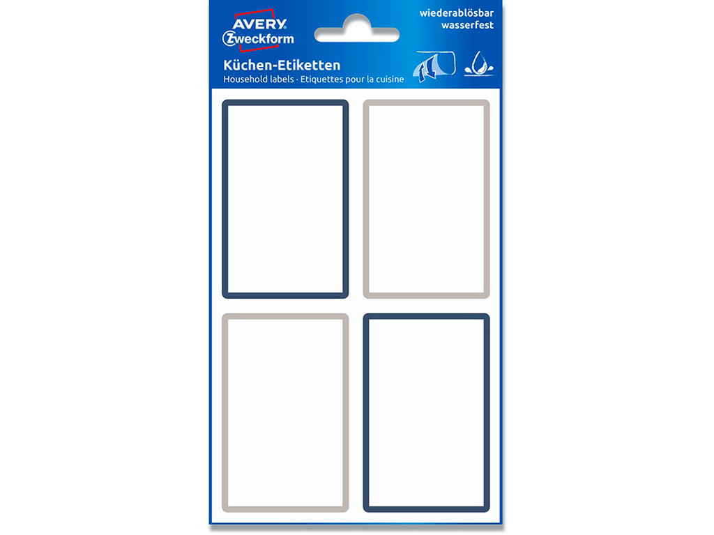 Etiketter, 47.5x73 mm, Hvid med farvet ramme, 24 etiketter i alt, Avery Design 