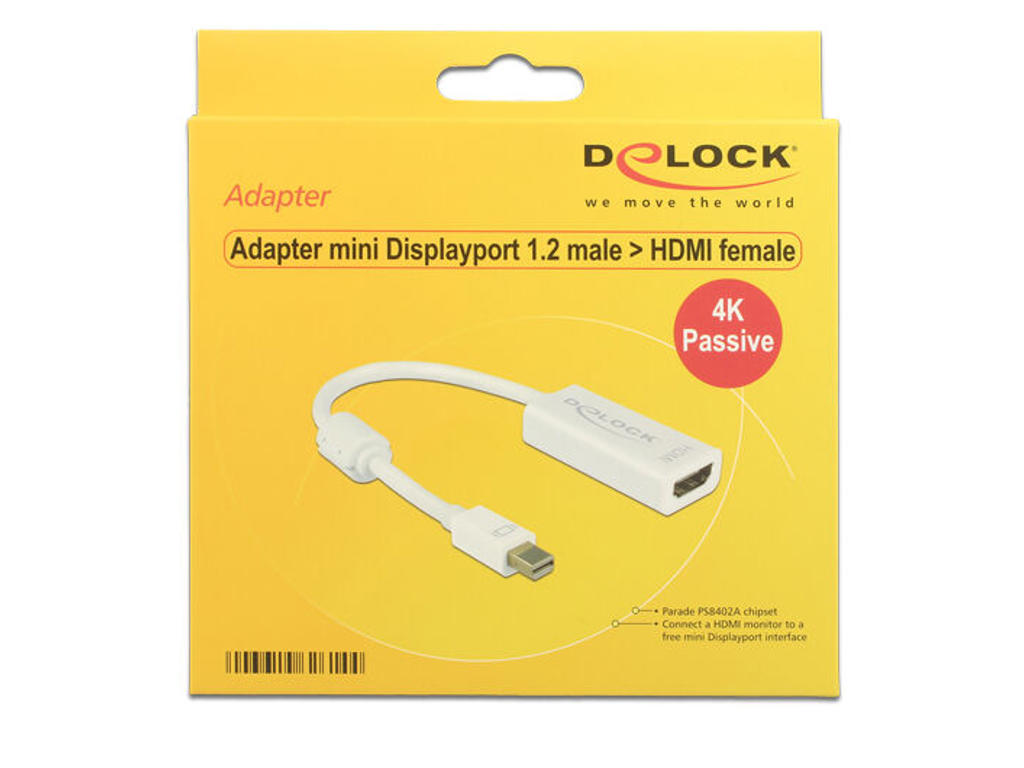 DeLOCK 62614 videokabel adapter 0,2 m Mini DisplayPort HDMI Type A (Standard) Hvid