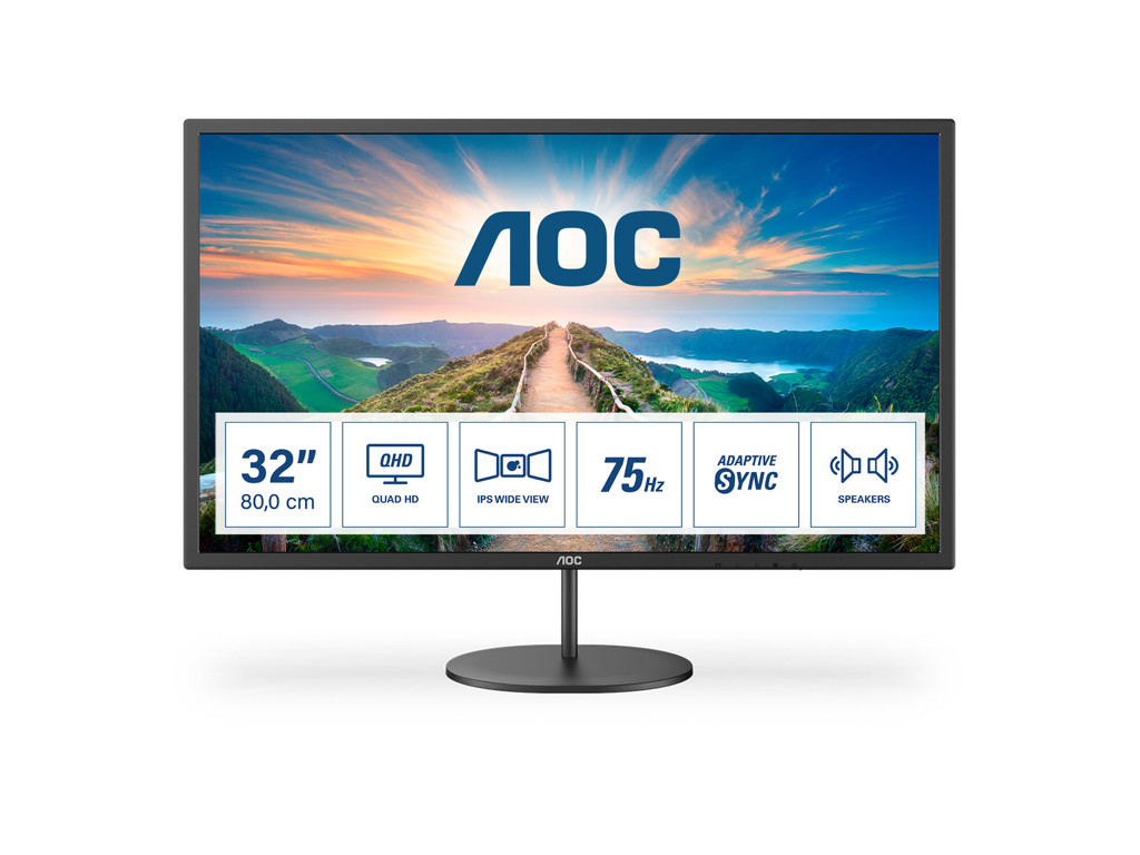 AOC V4 Q32V4 computerskærm 80 cm (31.5") 2560 x 1440 pixel 2K Ultra HD LED Sort