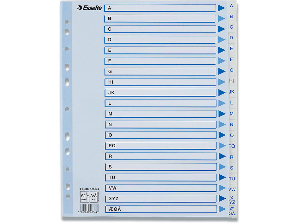 Registerblade, A4 Maxi, A-Å, Hvid, Esselte 