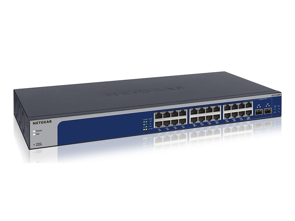NETGEAR XS724EM Administreret L2 10G Ethernet (100/1000/10000) 1U Blå, Grå