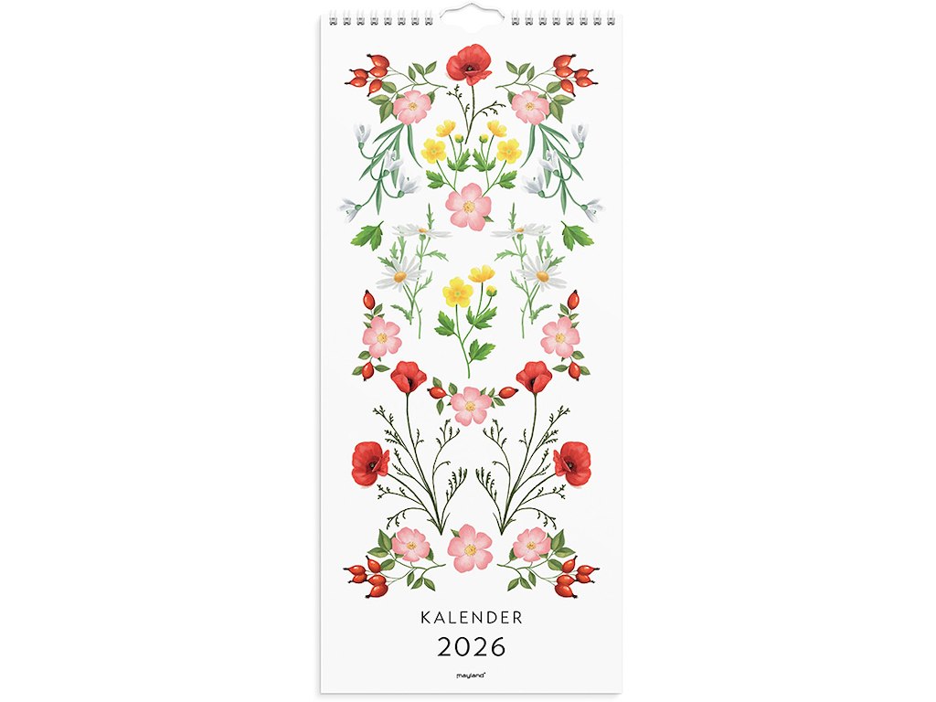 Vægkalender, 2026, Blomster, 1 måned pr. opslag, Mayland