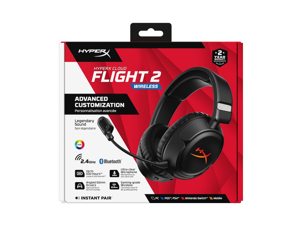 HyperX Cloud Flight 2 – Trådløst gamingheadset(sort)