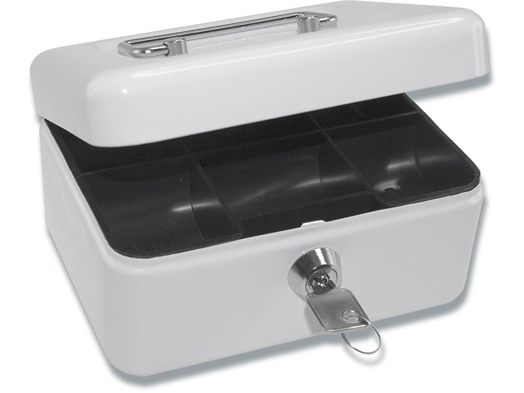 Pengekasse, 8x11.5x15.2 cm, 6 rums møntbakke, Hvid, BNT Office 