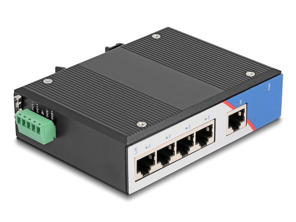 DeLOCK 80162 netværksswitch Gigabit Ethernet (10/100/1000) DIN rail Sort