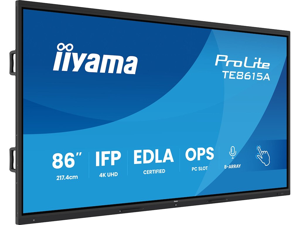 iiyama TE8615A-B2AG skilte display Kiosk design 2,17 m (85.6") Wi-Fi 550 cd/m² 4K Ultra HD Berøringsskærm Indbygget processer Android