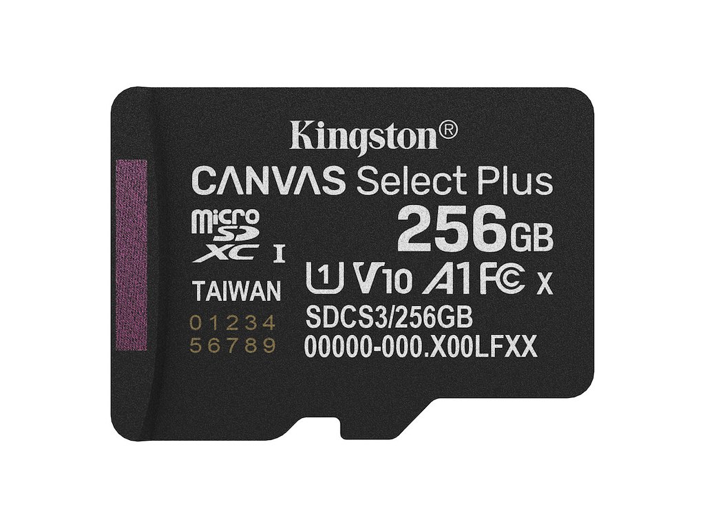 Kingston Technology 256 GB micSDXC Canvas Select Plus Gen3 150R A1, enkelt pakke uden ADP