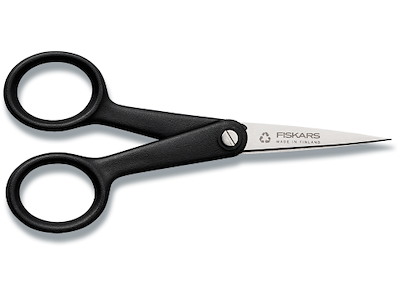 Saks, Broderisaks, Ligehåndet, 13 cm, Sort, Fiskars Functional Form ReNew 