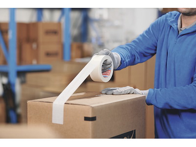 Tape - emballage, 50mm x 50m, Hvid, 1 rulle, Tesa Papir 4713