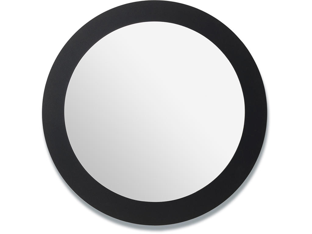 Glastavle, Magnetisk, Ø50 cm, Spejl med sort kant, Naga