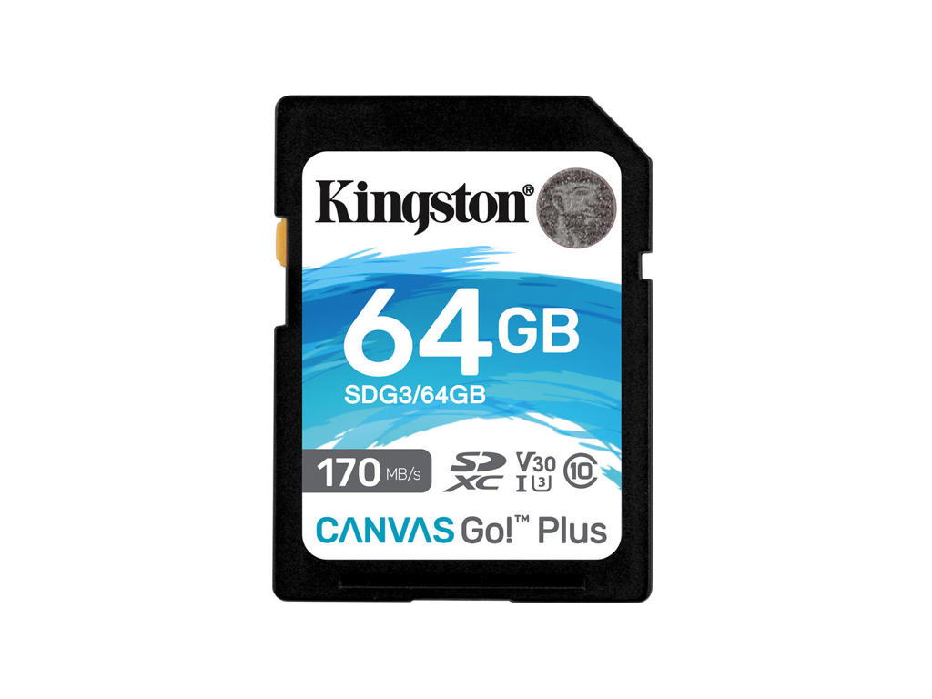 Kingston Technology Canvas Go! Plus 64 GB SDXC Canvas Go Plus 170R C10 UHS-I U3 V30