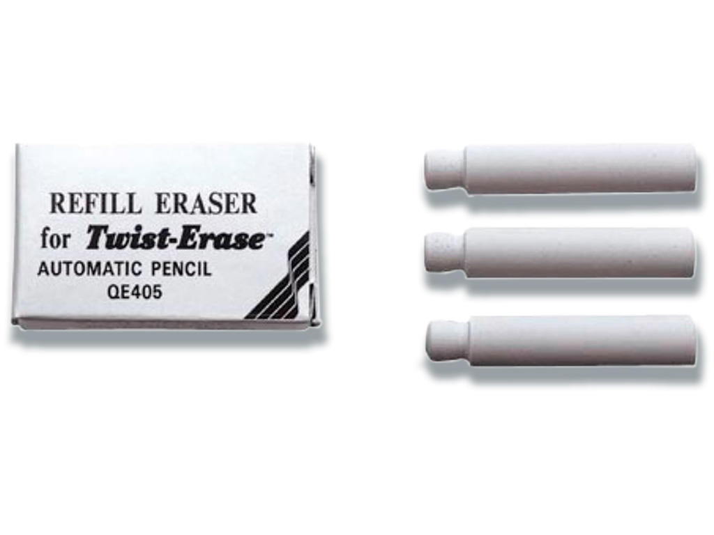 Viskelæder, Refill, Til Twist pencil, 3 stk, Pentel Erase QE405