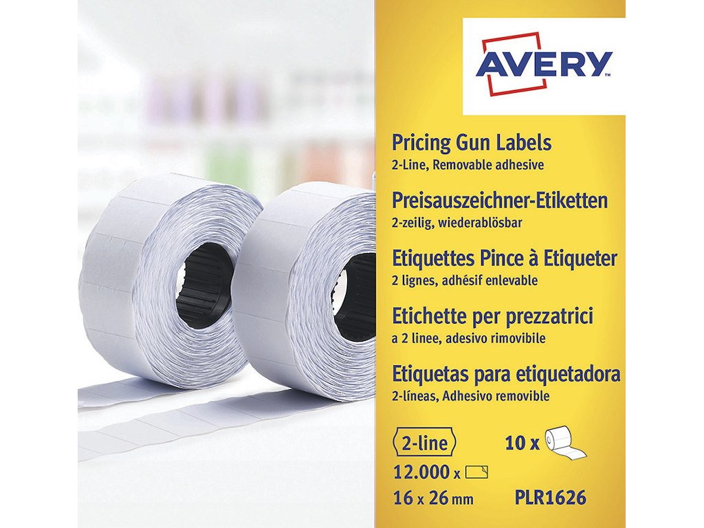 Prisetiketter, 26x16 mm, Hvid, 1200 etiketter pr rulle, Avery 