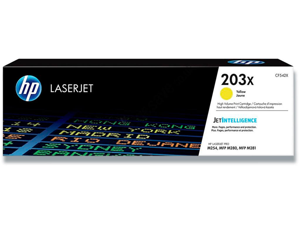 Toner, 203X, Yellow-gul, 2.500 sider, HP CF542X