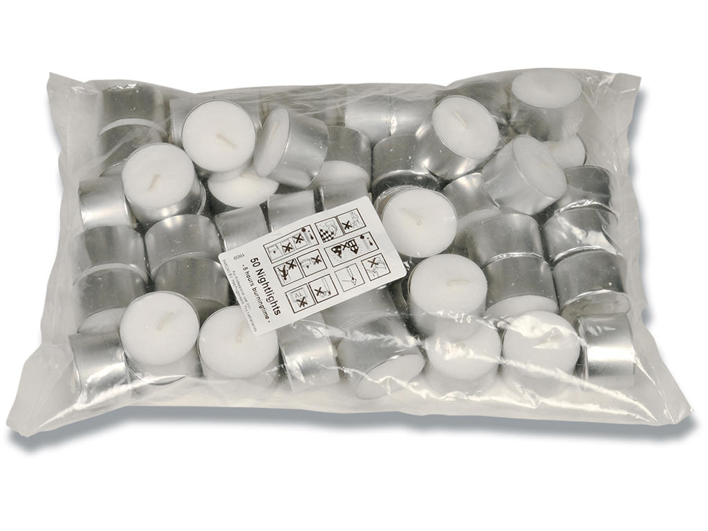 Fyrfadslys, 8 timer, Ø4 cm, 50 stk, Abena 