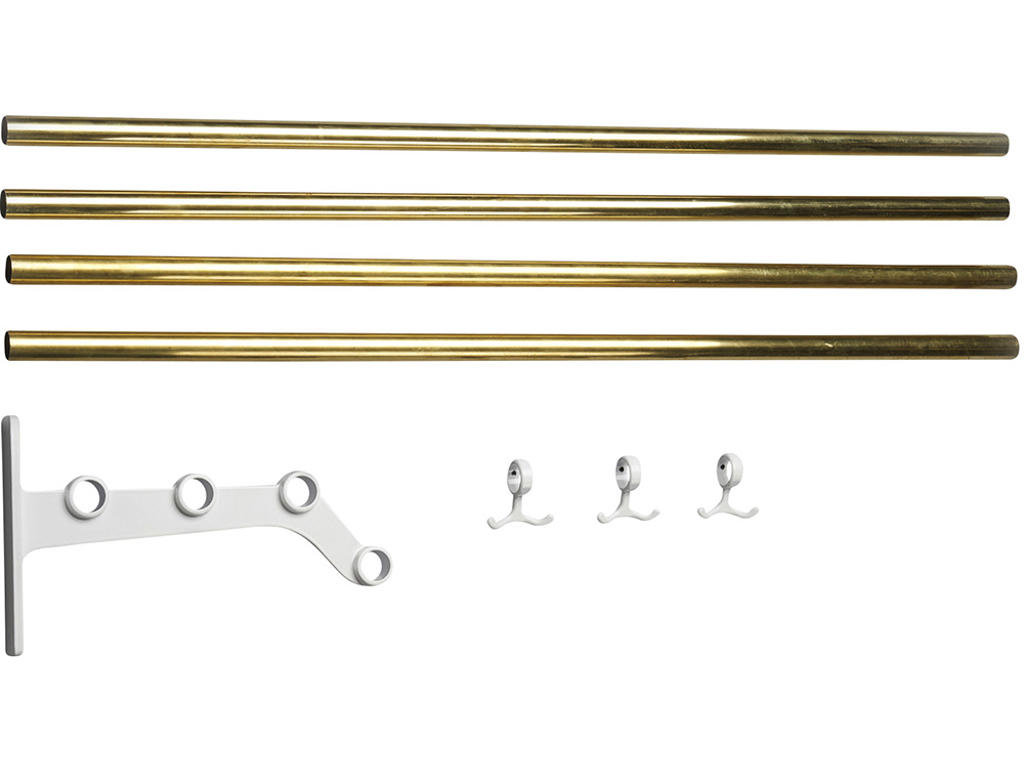 Hattehylde tillægsdel, Nostalgi, Modelnr 291, L=1000 mm messing/hvid, Essem Design DK